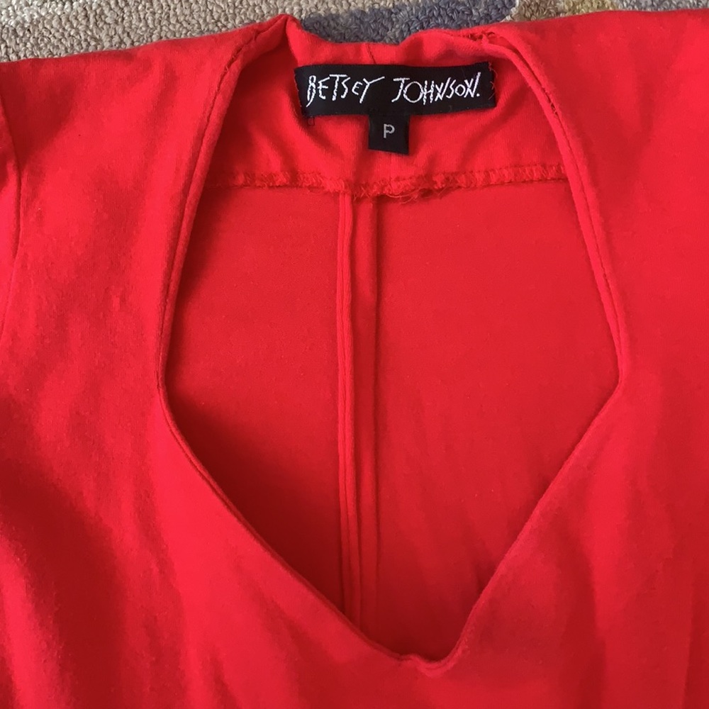 β€οΈ VINTAGE BETSEY JOHNSON RETRO DROP WAIST RED MAXI MIDI 90s y2k GRUNGE XS - Picture 3 of 11